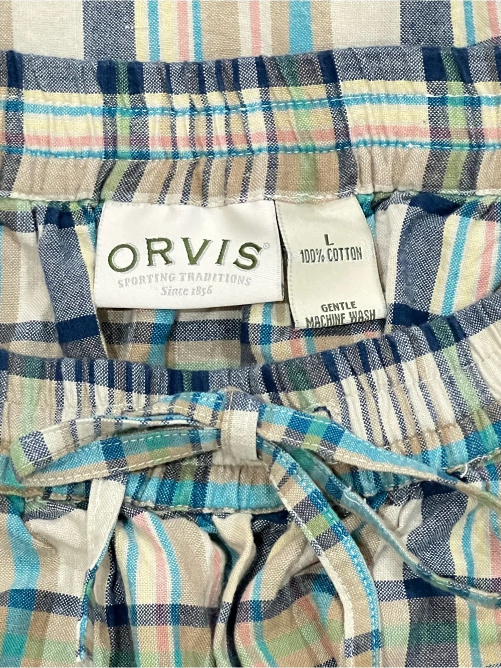 Orvis Navy Sage Tan Plaid Midi Skirt Size Large - Picture 8 of 10